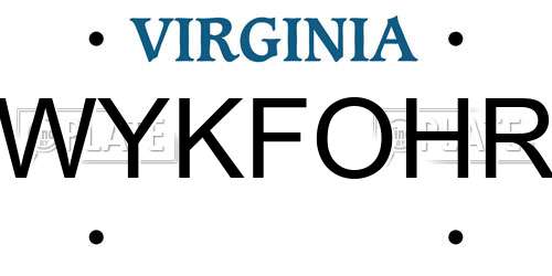 WYKFOHR Virginia License Plate