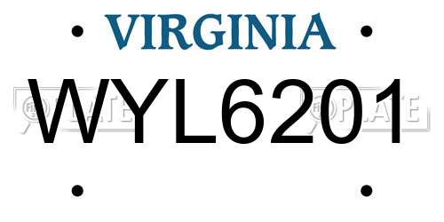 WYL6201 Virginia License Plate