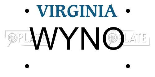 WYNO Virginia License Plate