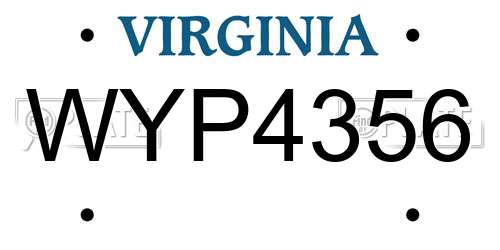 WYP4356 Virginia License Plate