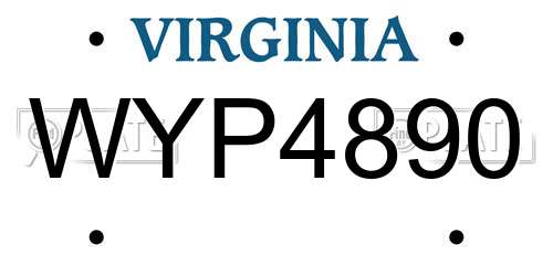 WYP4890 Virginia License Plate