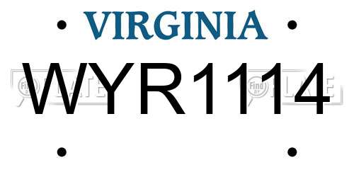 WYR1114 Virginia License Plate