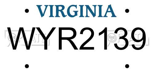 WYR2139 Virginia License Plate