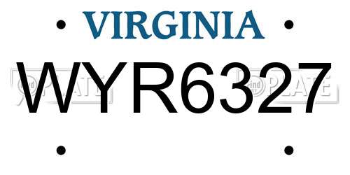 WYR6327 Virginia License Plate