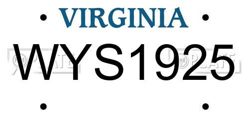 WYS1925 Virginia License Plate