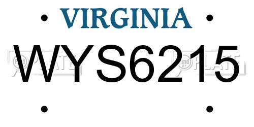 WYS6215 Virginia License Plate