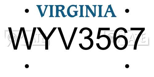 WYV3567 Virginia License Plate