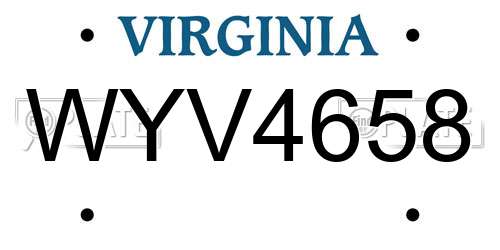 WYV4658 Virginia License Plate