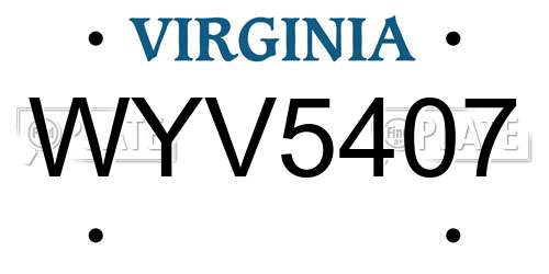 WYV5407 Virginia License Plate