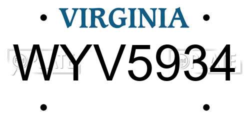 WYV5934 Virginia License Plate