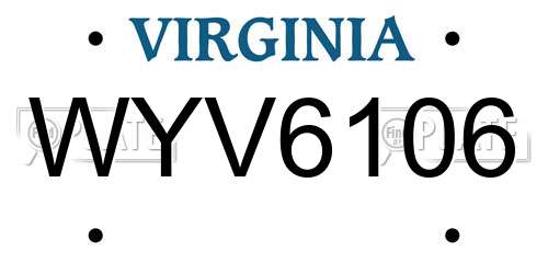 WYV6106 Virginia License Plate