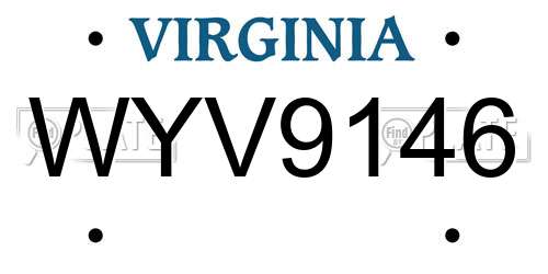 WYV9146 Virginia License Plate