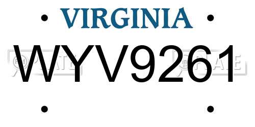 WYV9261 Virginia License Plate