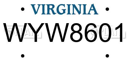 WYW8601 Virginia License Plate