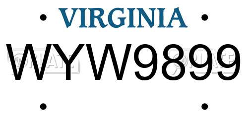 WYW9899 Virginia License Plate