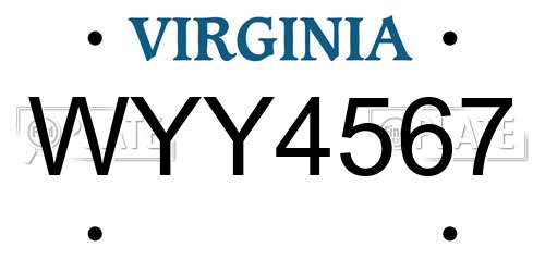 WYY4567 Virginia License Plate