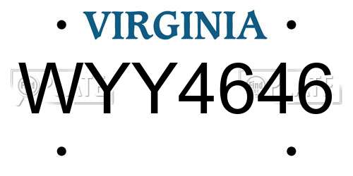 WYY4646 Virginia License Plate