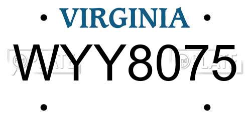 WYY8075 Virginia License Plate