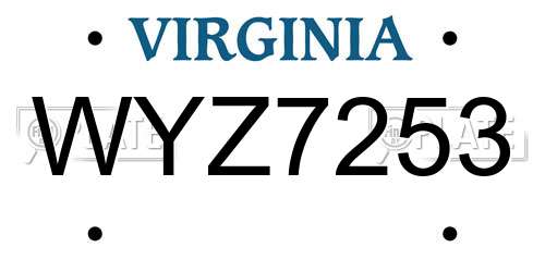 WYZ7253 Virginia License Plate