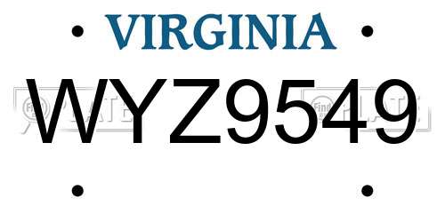 WYZ9549 Virginia License Plate