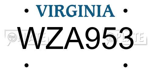 WZA953 Virginia License Plate