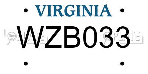 WZB033 Virginia License Plate