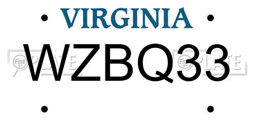 WZBQ33 Virginia License Plate