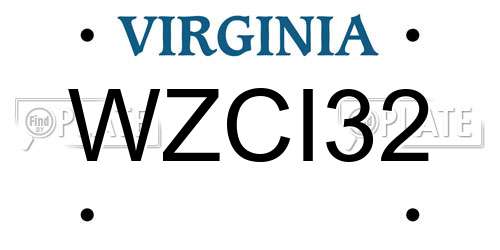 WZCI32 Virginia License Plate