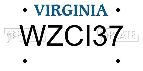 WZCI37 Virginia License Plate