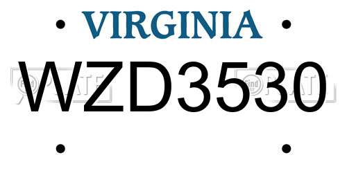 WZD3530 Virginia License Plate