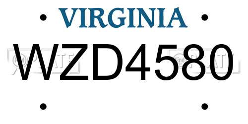 WZD4580 Virginia License Plate