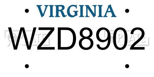 WZD8902 Virginia License Plate