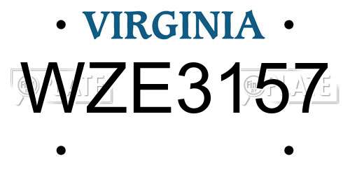 WZE3157 Virginia License Plate