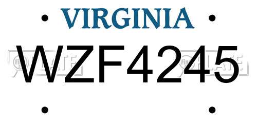 WZF4245 Virginia License Plate