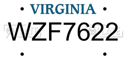 WZF7622 Virginia License Plate