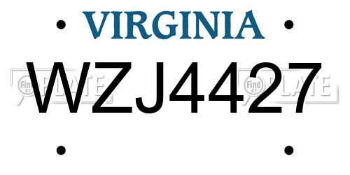 WZJ4427 Virginia License Plate