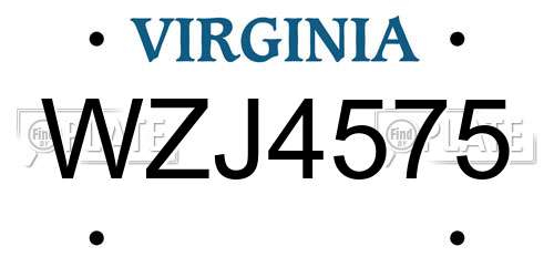 WZJ4575 Virginia License Plate