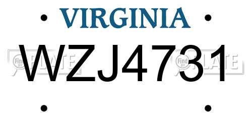 WZJ4731 Virginia License Plate