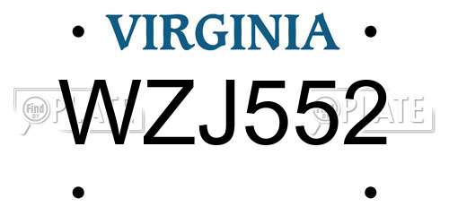 WZJ552 Virginia License Plate