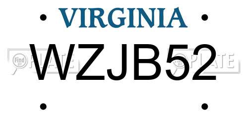 WZJB52 Virginia License Plate