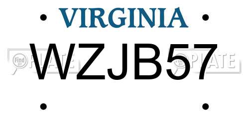 WZJB57 Virginia License Plate