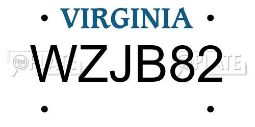 WZJB82 Virginia License Plate