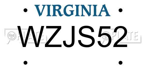 WZJS52 Virginia License Plate