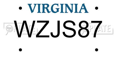 WZJS87 Virginia License Plate