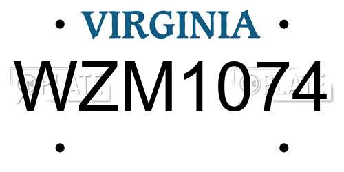 WZM1074 Virginia License Plate