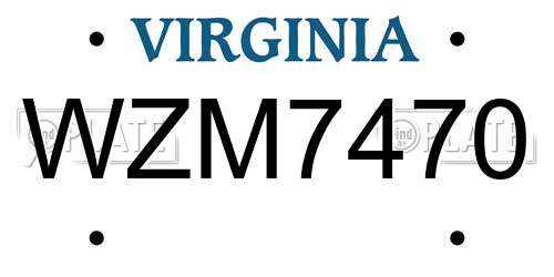 WZM7470 Virginia License Plate