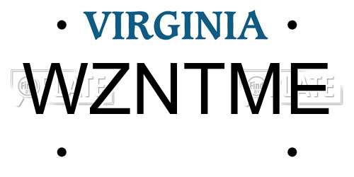 WZNTME Virginia License Plate