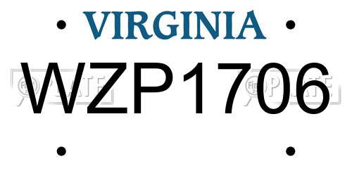 WZP1706 Virginia License Plate