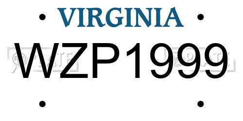 WZP1999 Virginia License Plate
