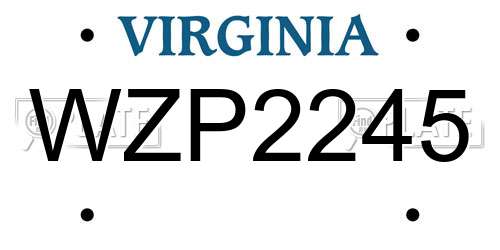 WZP2245 Virginia License Plate